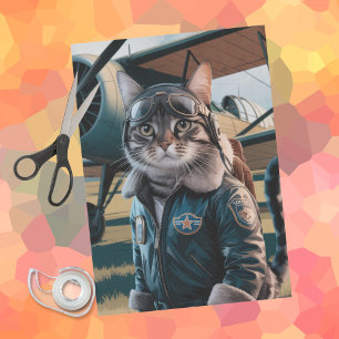 Birthday Cat Pilot & Aeroplane Cool Funny Aviation Tissue Paper