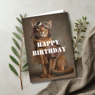 Birthday Cat Pilot Airplane Cool Funny Aviation Card