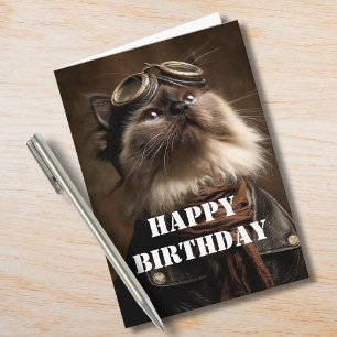 Birthday Cat Pilot Aviator PhotoFunny Aviation Card