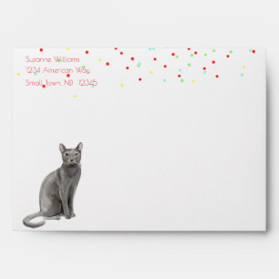 Birthday Cat with Confetti and Birthday Banner Envelope