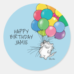 BIRTHDAY CATS by Sandra Boynton Classic Round Stic Sticker