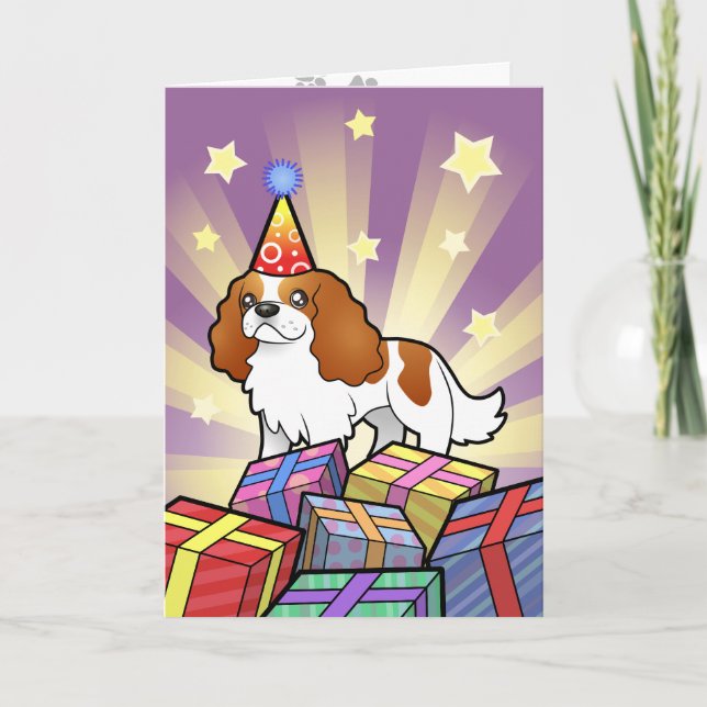 Birthday Cavalier King Charles Spaniel Card (Front)