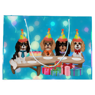 Birthday Cavalier King Charles Spaniel  Large Gift Bag