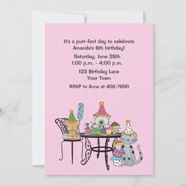 Birthday Celebrating Cats Invitation (Front)