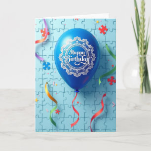 Birthday Celebration Blue Balloon Card