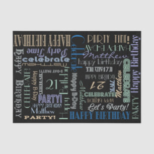 Birthday Celebration! Cool Pastels NAME and AGE Tissue Paper