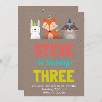 Birthday Celebration Cute Animals Card Art