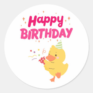 BIRTHDAY Celebration Cute Kawaii Chick Baby Chicke Classic Round Sticker