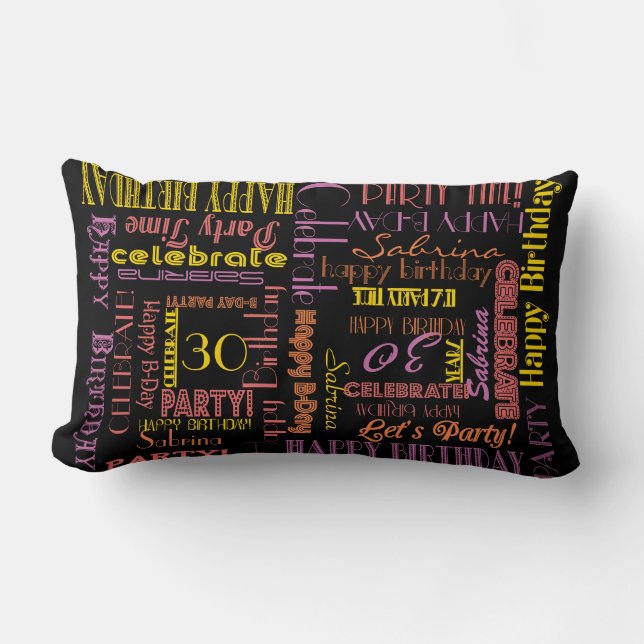 Birthday Celebration! Duel Custom NAME and AGE Lumbar Cushion (Front)