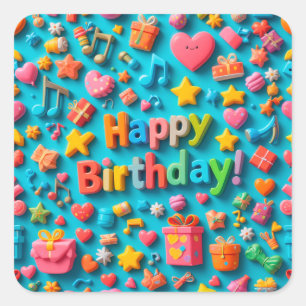 Birthday Celebration Festive Party Decor 🎂🎈 Square Sticker