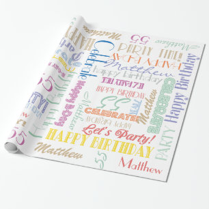 Birthday Celebration! Fontography NAME and AGE Wrapping Paper
