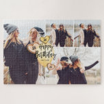 Birthday Celebration Gold Balloon Photo Collage Jigsaw Puzzle<br><div class="desc">Celebrate a loved one, friend, or family member's birthday celebration with our personalised happy birthday gold balloon and heart birthday celebration photo jigsaw puzzle. The design features four photo layout to display your own special birthday memory photos. Customise the foil balloons with the recipient's age. Make a special birthday memory...</div>