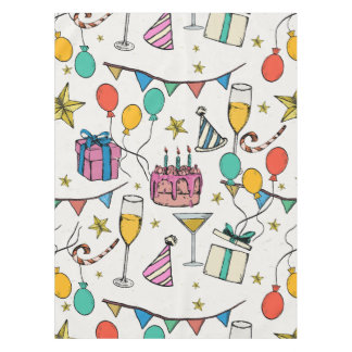 birthday celebration party balloons cake champagne tablecloth