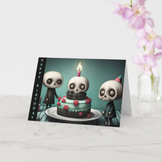 Birthday celebration party cake skeleton friends card
