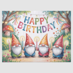 Birthday Celebration with a Group of Garden Gnomes Tissue Paper