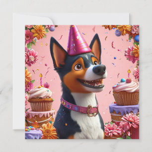 Birthday Celebration With Happy Dog Invitation