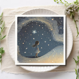 Birthday Celestial Star Watercolor Girl Modern Napkin