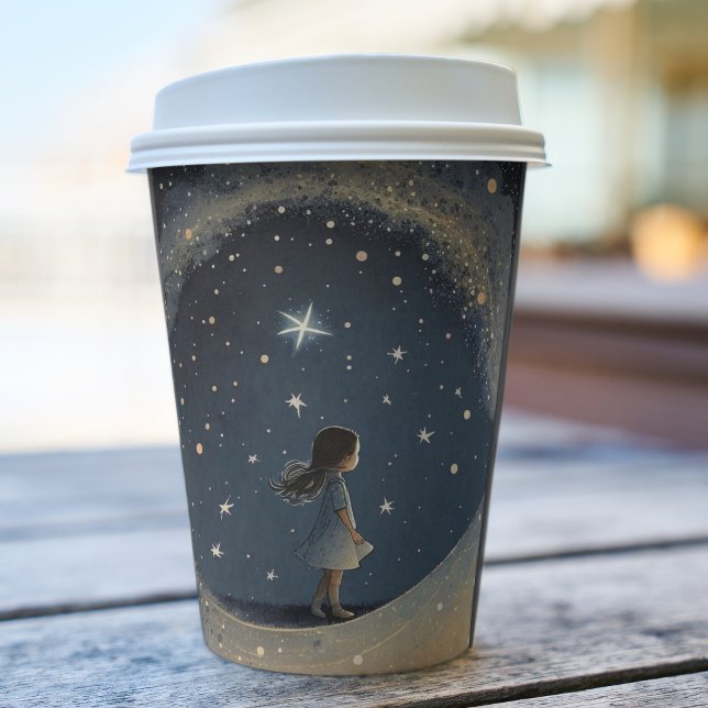 Birthday Celestial Star Watercolor Girl Modern Paper Cups (Creator Uploaded)