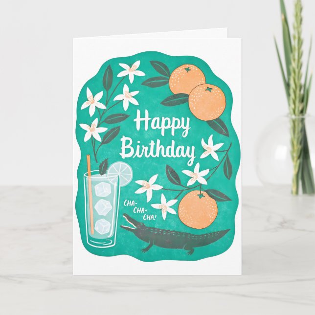 Birthday Cha Cha Letterpress Card (Front)