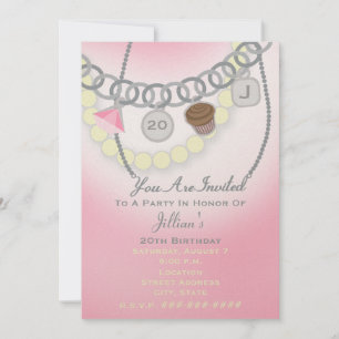 Birthday Charm Bracelet & Pearls Jewellery Invite