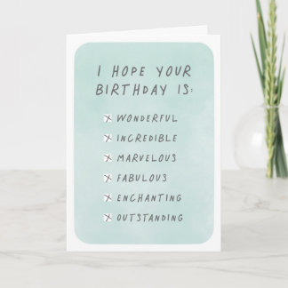 Birthday Checklist Greeting Card