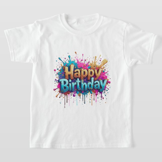 Birthday Cheer – Colourful Happy Birthday T-Shirts (Laydown)