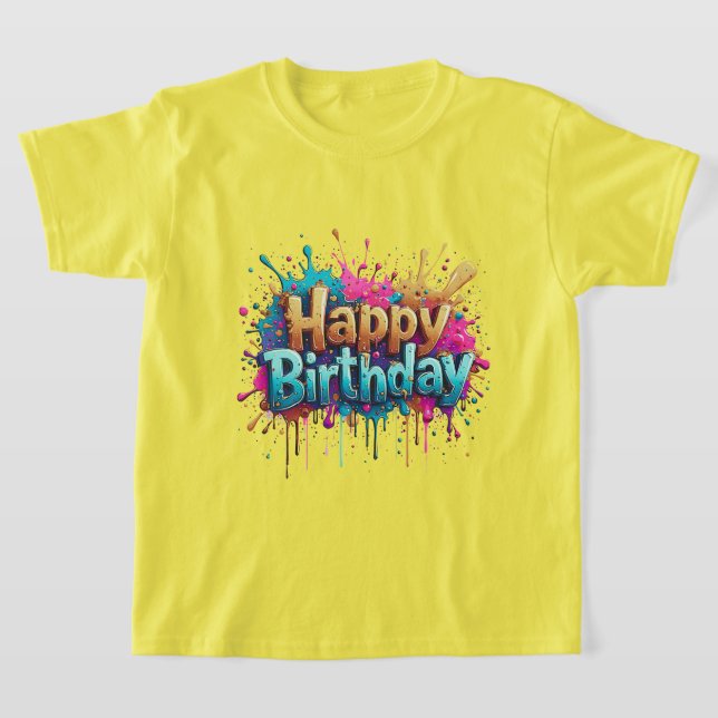 Birthday Cheer – Colourful Happy Birthday T-Shirts (Laydown)