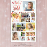 Birthday CHEERS TO # YEARS Rose Gold Photo Collage Banner<br><div class="desc">Celebrate any age birthday with photo memories utilising this easy-to-upload photo collage template with 18 pictures through the years and the title CHEERS TO # YEARS in a modern, rose gold calligraphy script typography and your custom text. The sample shows age 50 but can easily be changed to any age....</div>