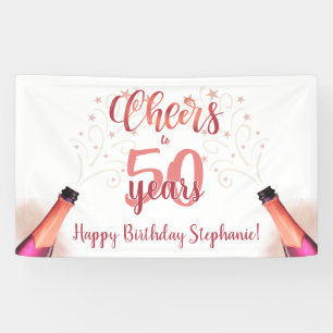 Birthday CHEERS TO # YEARS Rose Gold Script Banner