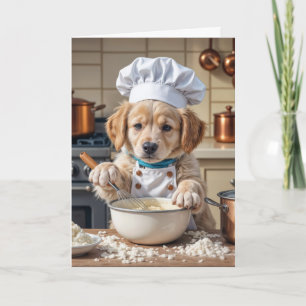 Birthday Chef Golden Retriever Puppy  Card