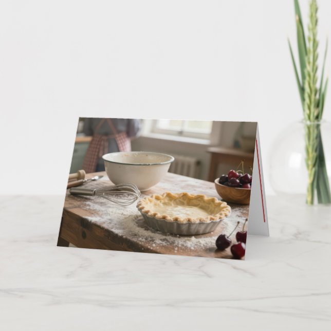 Birthday Cherry Pie In a Retro Kitchen Card (Front)