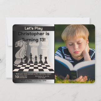 Birthday Chess Invitation Game Theme with photo