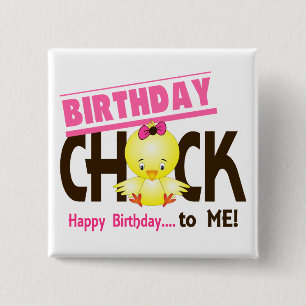 Birthday Chick 1 15 Cm Square Badge