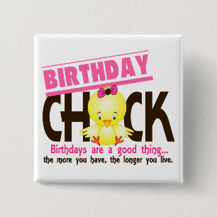 Birthday Chick 4 15 Cm Square Badge