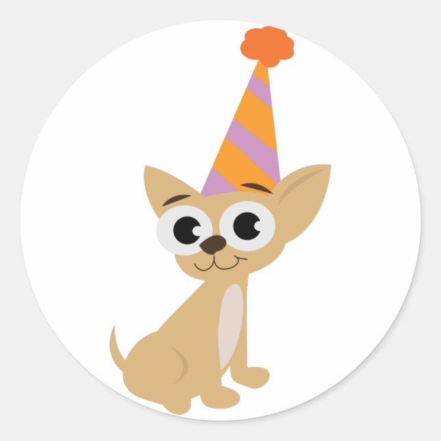 Birthday Chihuahua Classic Round Sticker (Front)