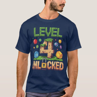 Birthday Childrens Level 4 Unlocked 4 gift T-Shirt