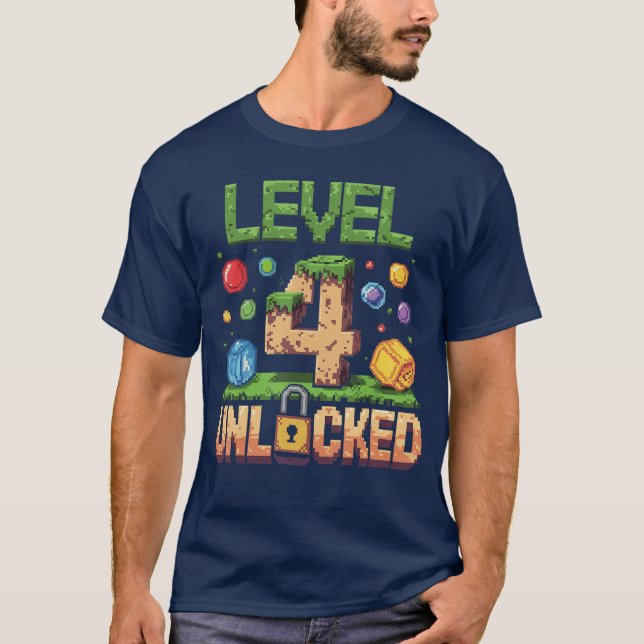 Birthday Childrens Level 4 Unlocked 4 gift T-Shirt (Front)