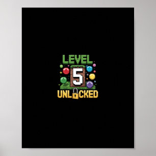 Birthday Children's Shirt Level 5 Unlocked 5 Poster