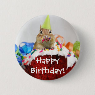 Birthday Chipmunk 6 Cm Round Badge