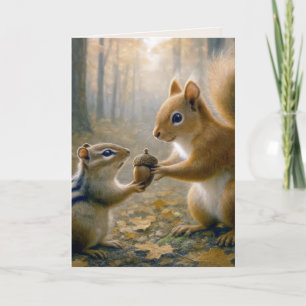 Birthday Chipmunk and Squirrel With an Acorn Card