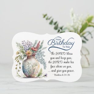 Birthday Christian Bible Verse Floral Flat Card