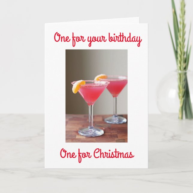 **BIRTHDAY CHRISTMAS** CHEERS AND BE MERRY HOLIDAY CARD (Front)