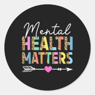 Birthday Christmas Leopard Mental Health S Awarene Classic Round Sticker