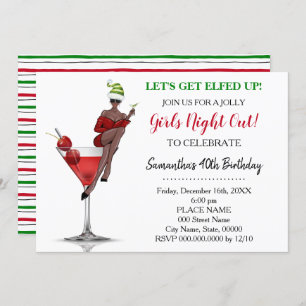 Birthday Christmas night out Let's Get Elfed Up Invitation