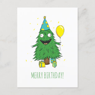 Birthday Christmas Tree Holiday Postcard