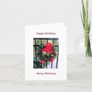 Birthday Christmas Wreath Holiday Card