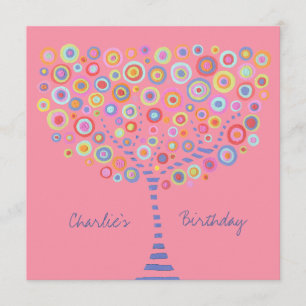Birthday Circle Tree Retro Personalised Invitation