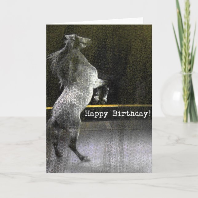 Birthday Circus Horse Lace Texture Card (Front)