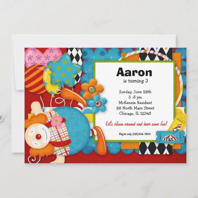 Birthday Clown Invitation (Front)
