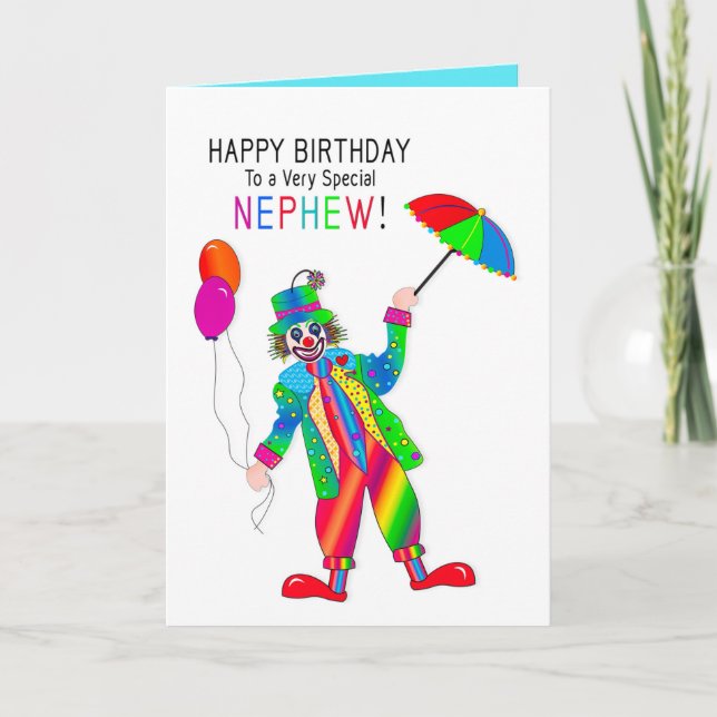Birthday, Clown, Nephew, Kaleidoscope Collection Card (Front)